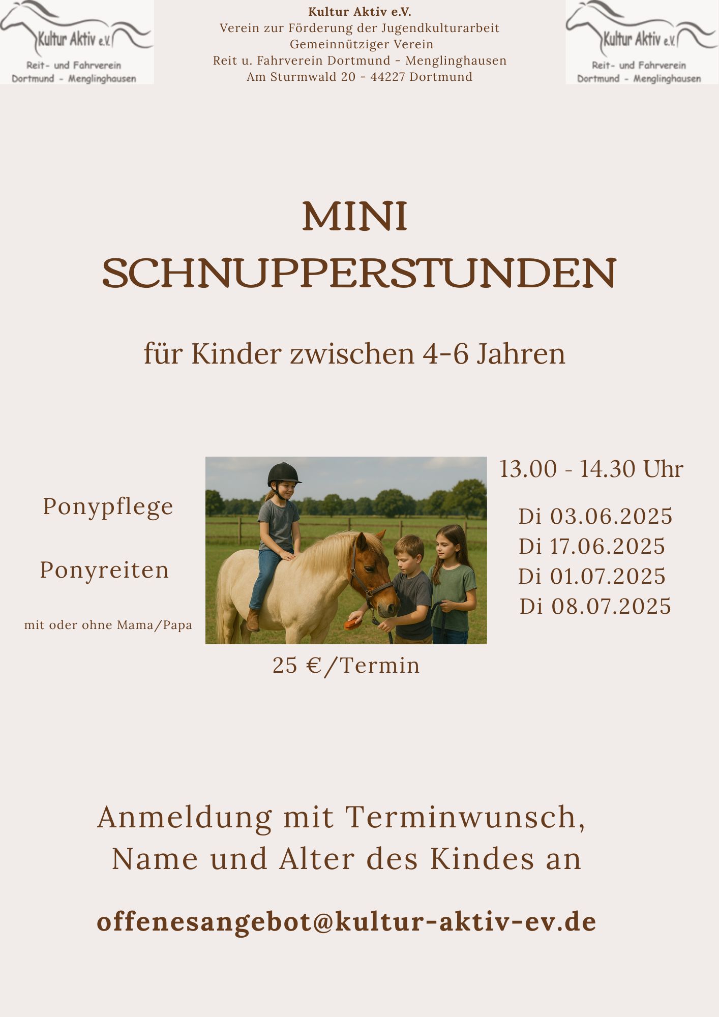 Mehr über den Artikel erfahren Mini Schnupperstunden
