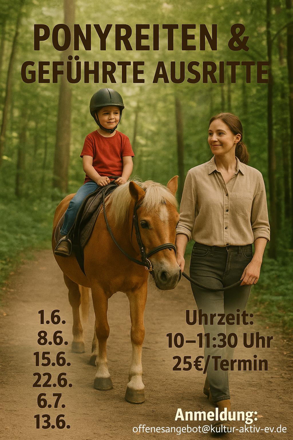 Mehr über den Artikel erfahren Neues Angebot: Ponyreiten und geführtes Ausreiten