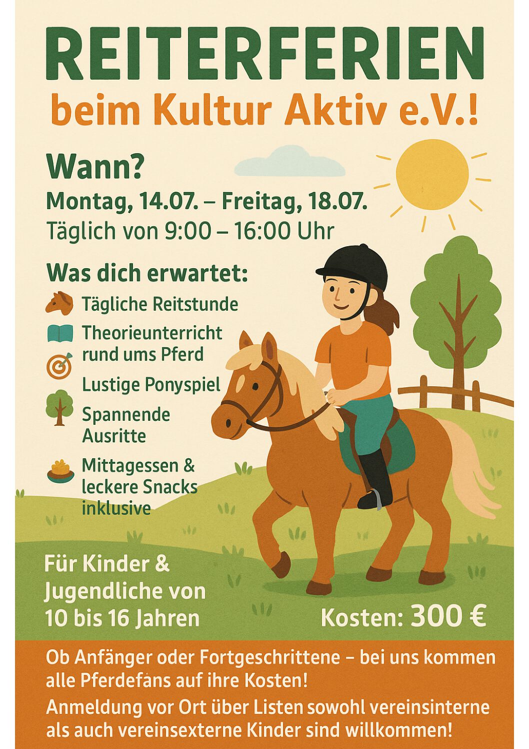 Mehr über den Artikel erfahren Reiterferien Kultur Aktiv e.V. – 1. Ferienwoche